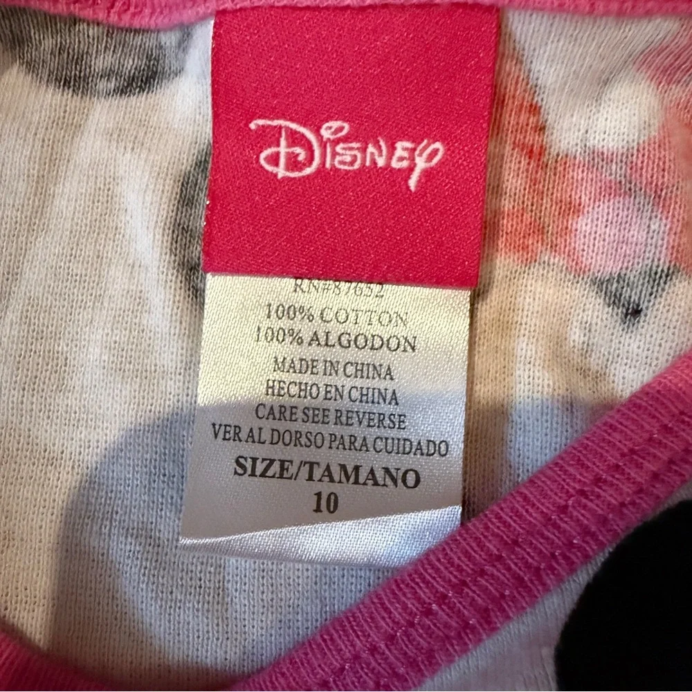 Disney Minnie Mouse Pajama Top Girls Size 10 Long Sleeve Red White‎